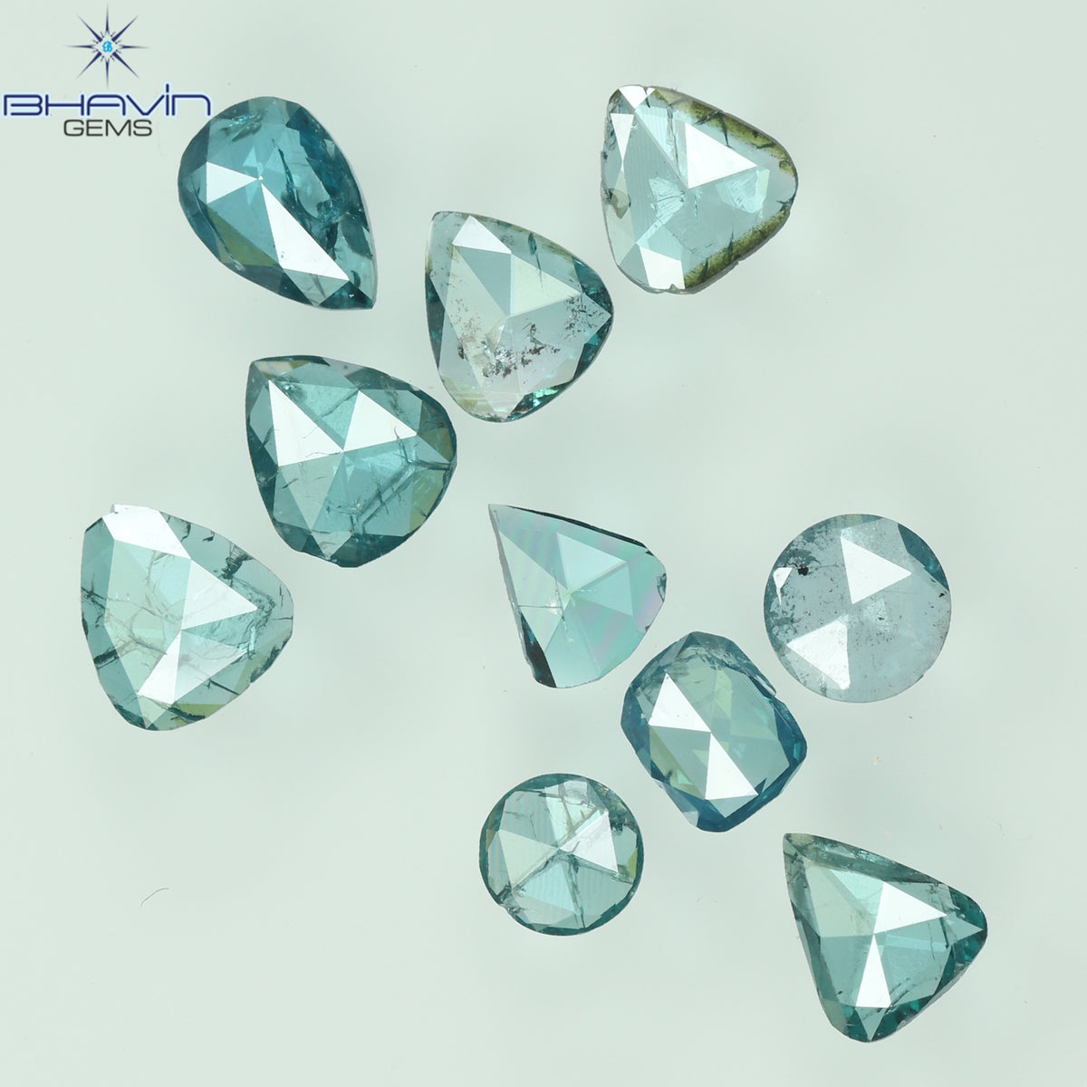 0.80 CT/10 Pcs Natural Mix Shape Diamond Enhanced Blue Color Clarity I1 (4.11 MM)
