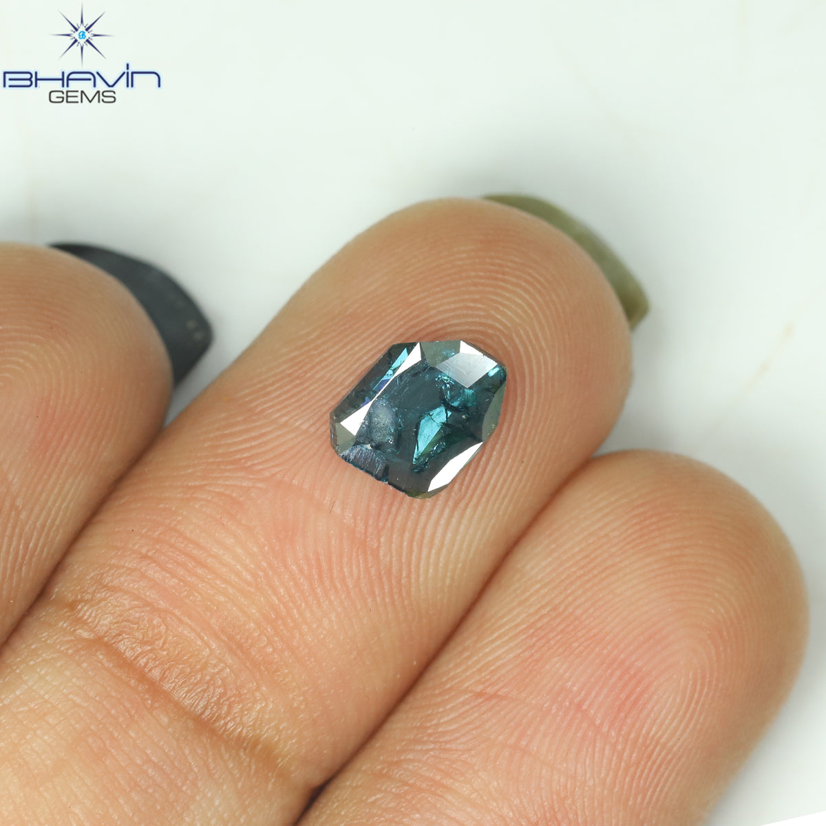 0.47 CT Natural Uncut Diamond Enhanced Blue Color Clarity I3 (6.33 MM)