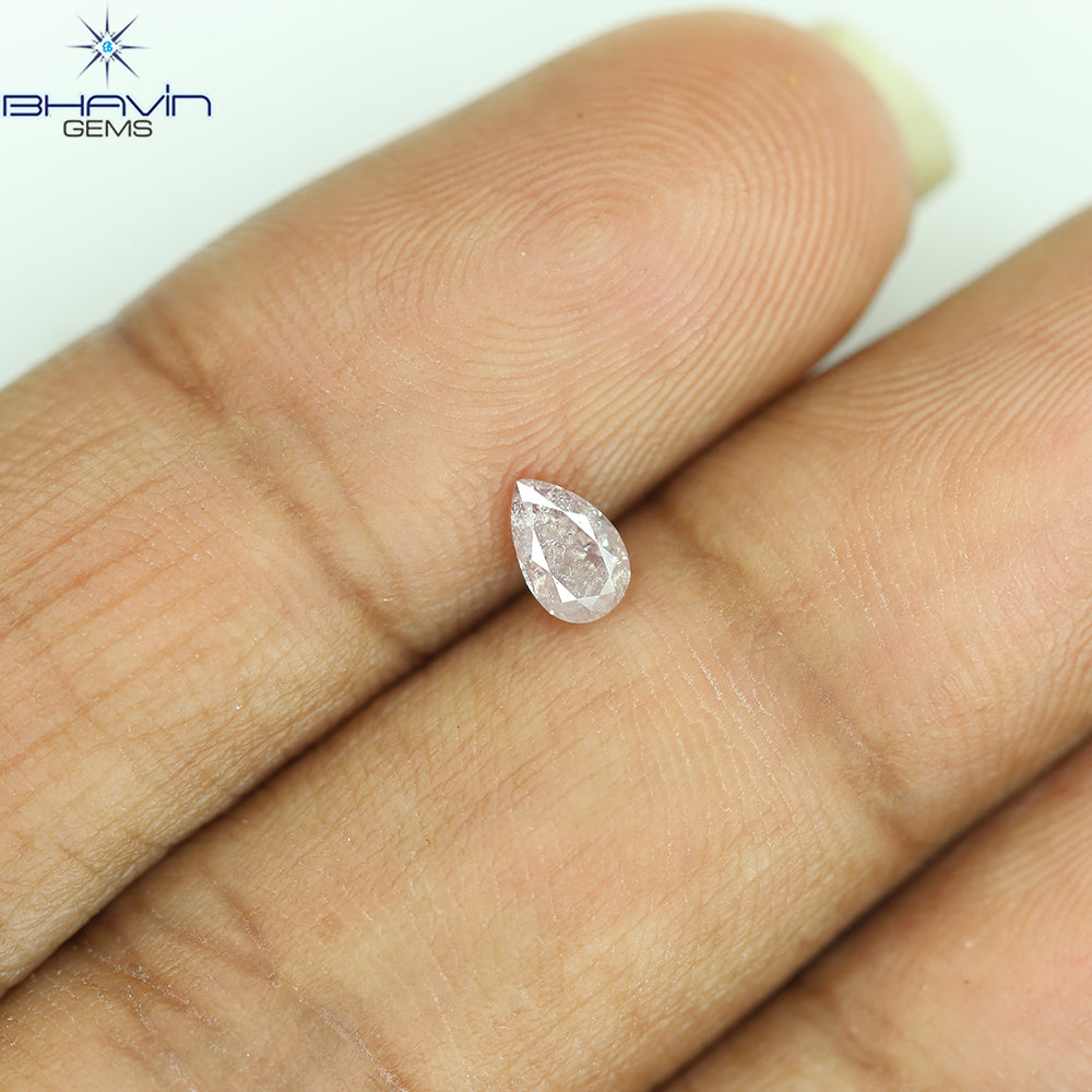 0.26 CT Pear Diamond Natural Pink Color I3 Clarity (10.14 MM)