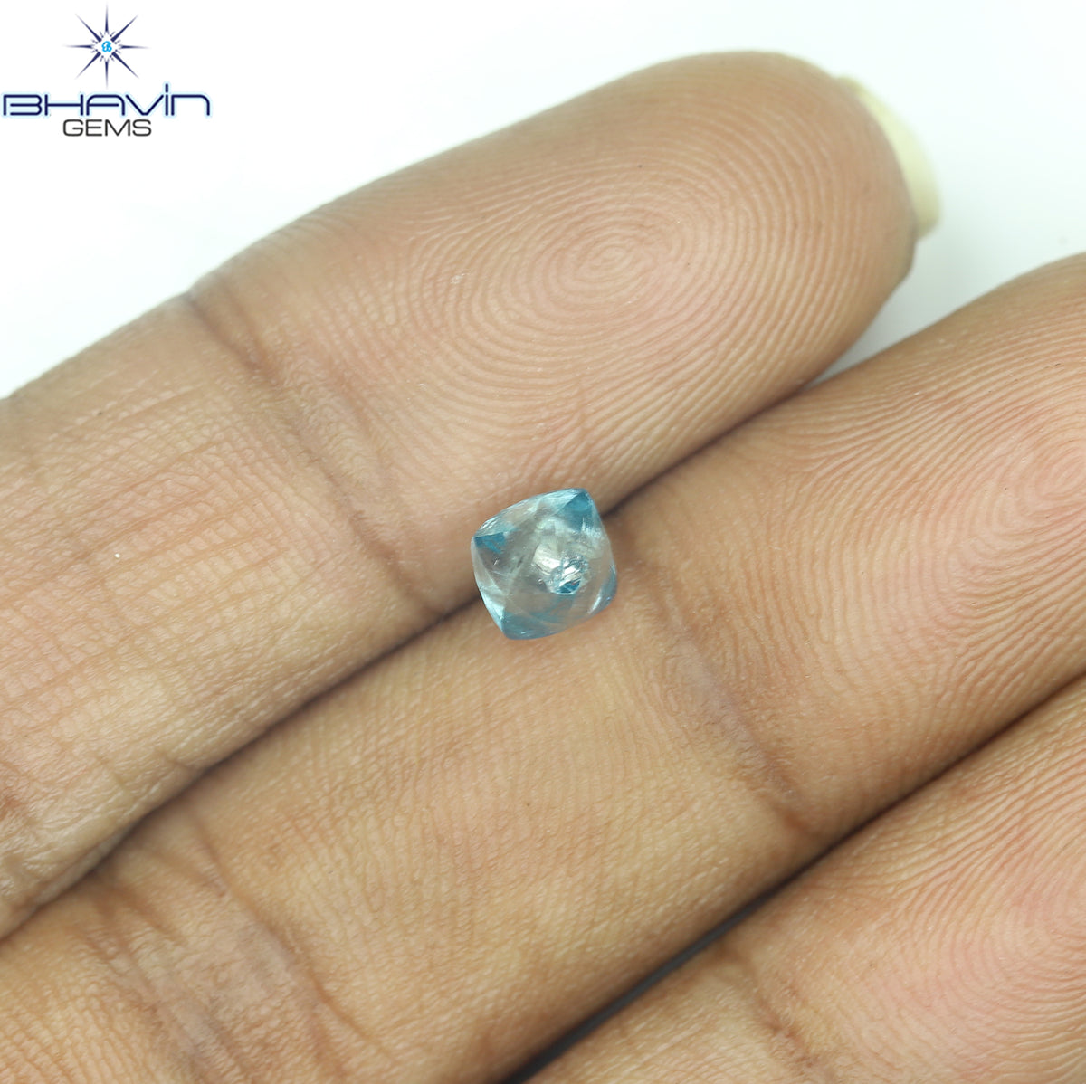 1.05 CT Natural Rough Diamond Enhanced Blue Color Clarity SI (5.75 MM)