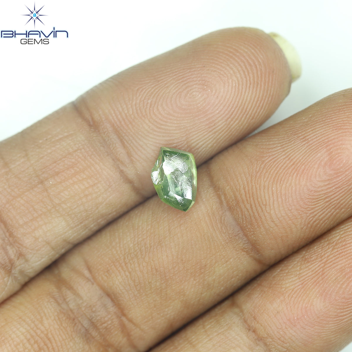 1.53 CT Natural Rough Diamond Enhanced Green Blue Color Clarity VS (7.89 MM)