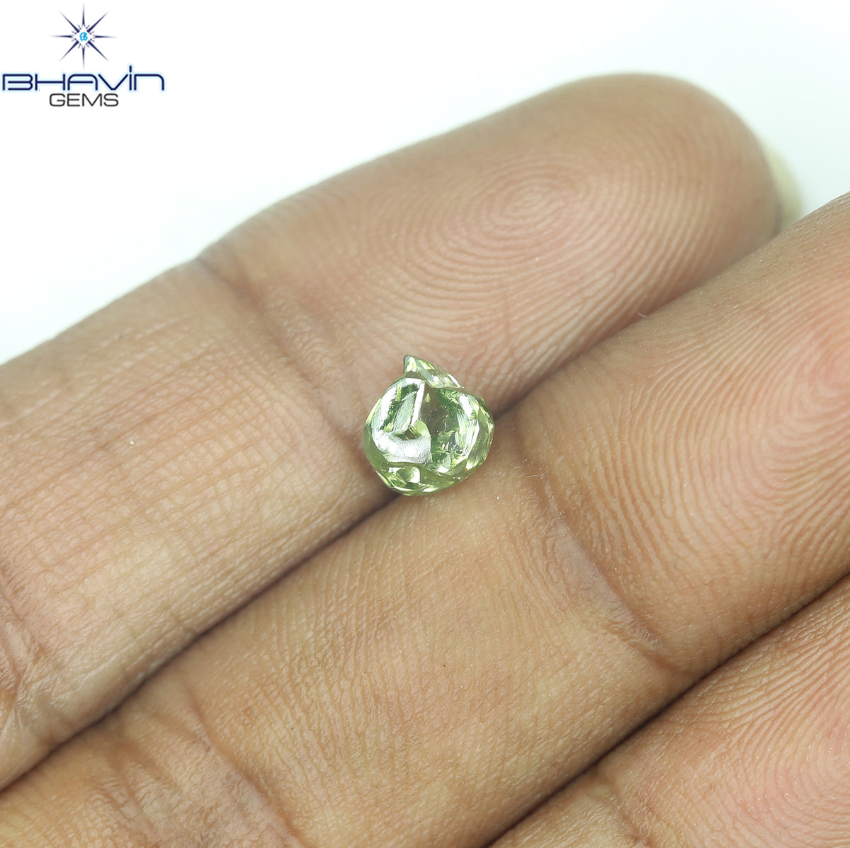 1.06 CT Natural Rough Diamond Enhanced Green Color Clarity VS (6.09 MM)