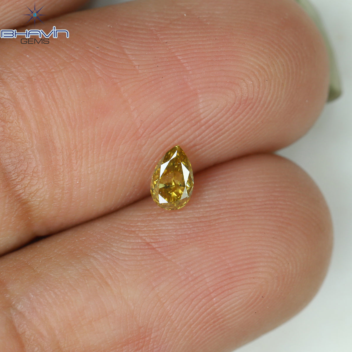 0.17 CT ペアシェイプ 天然ダイヤモンド グリーン（カメレオン）カラー VS2 クラリティ（4.14 MM）