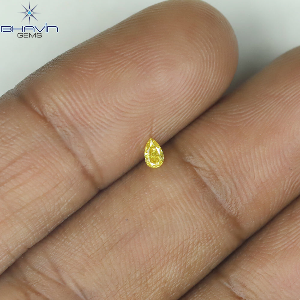 0.07 CT Pear Shape Natural Diamond Yellow Color VS1 Clarity (3.28 MM)