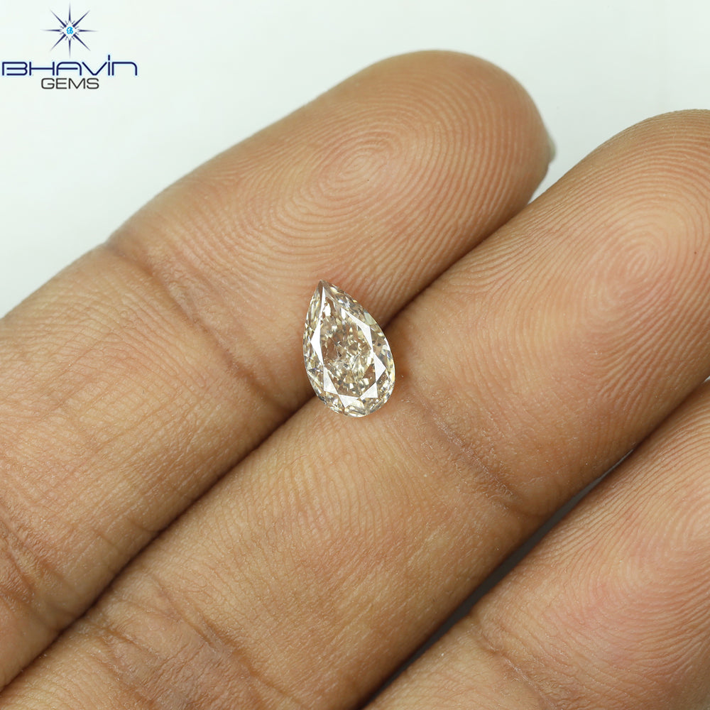0.70 CT Pear Shape Natural Diamond Brown Color I1 Clarity (7.72 MM)