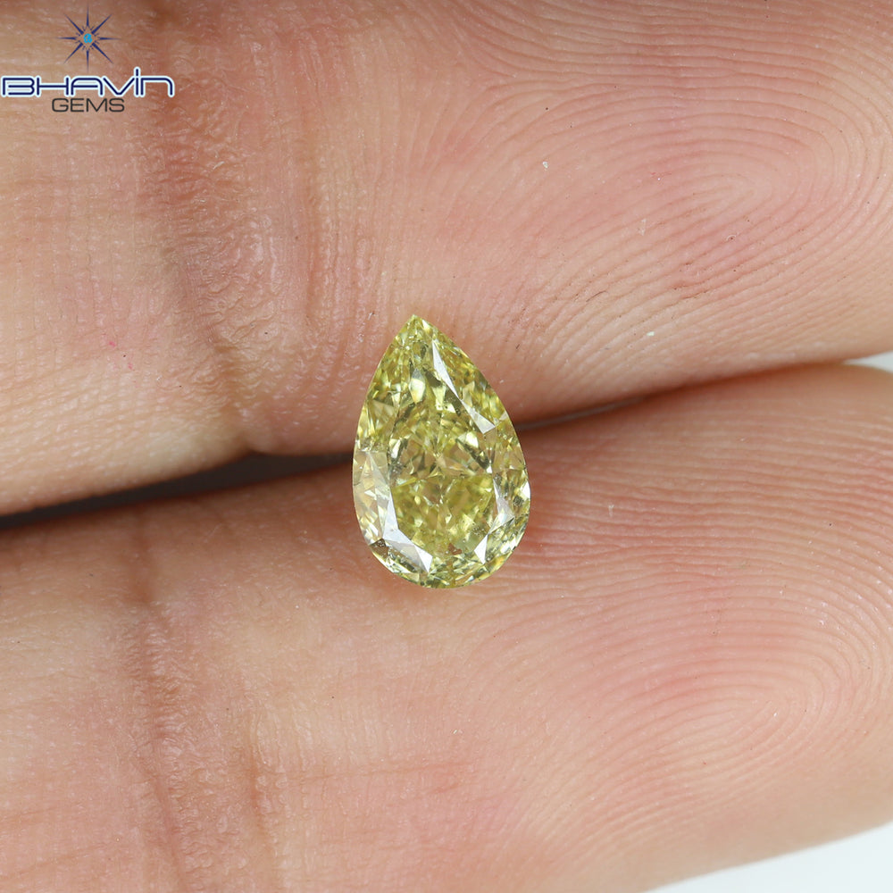 0.71 CT Pear Shape Natural Diamond Yellow Color VS1 Clarity (7.23 MM)