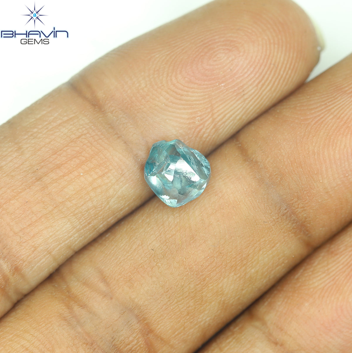 1.56 CT Natural Rough Diamond Enhanced Blue Color Clarity VS (6.74 MM)