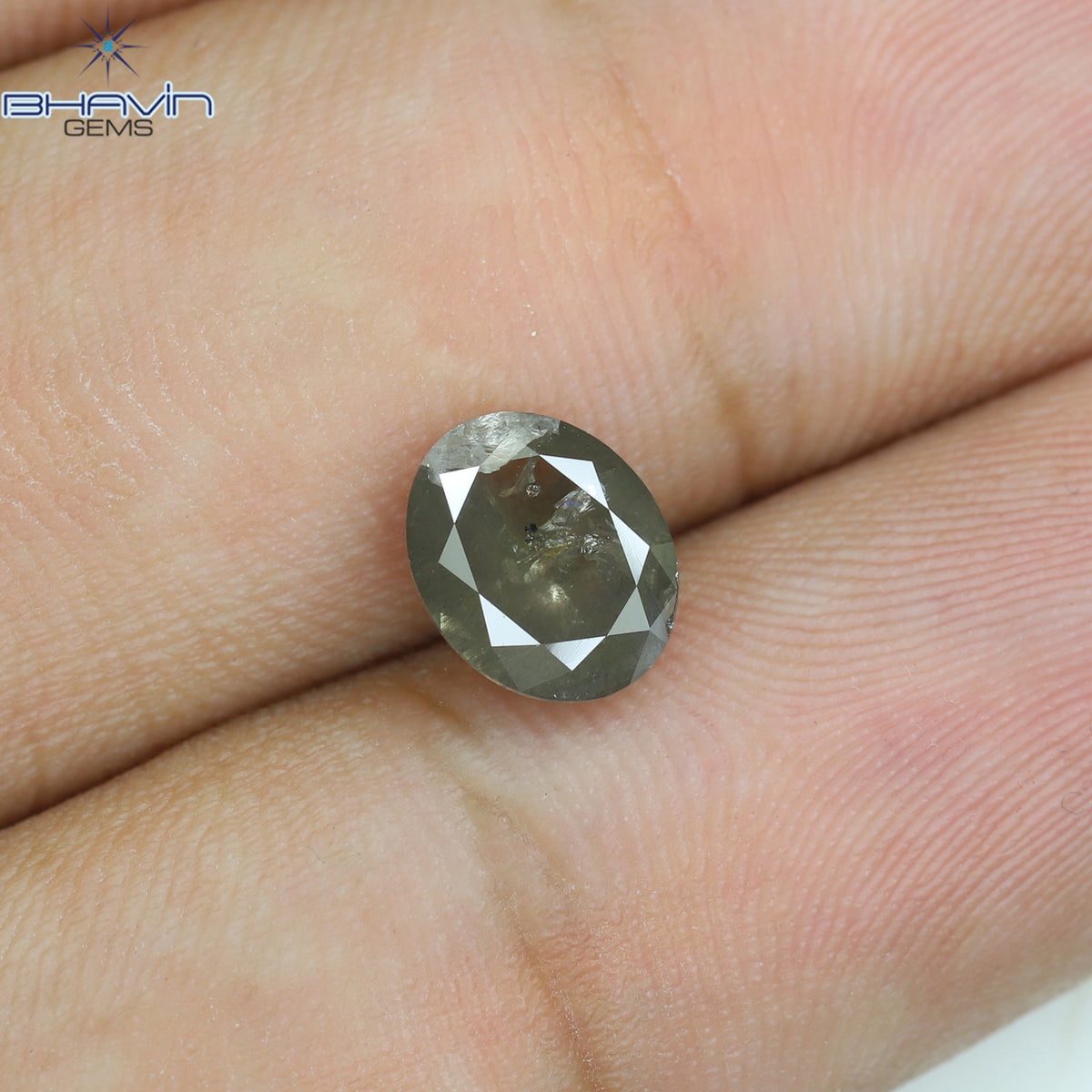 1.75 CT オーバルシェイプ 天然ダイヤモンド ソルト＆ペーパーカラー I3 クラリティ (8.04 MM)