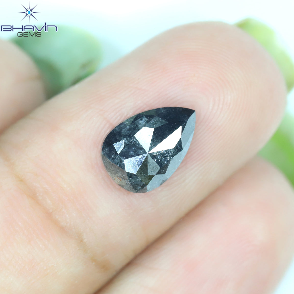 0.42 CT ペアシェイプ ナチュラル ルース ダイヤモンド ソルト アンド ペッパー カラー I3 クラリティ (5.62 MM)