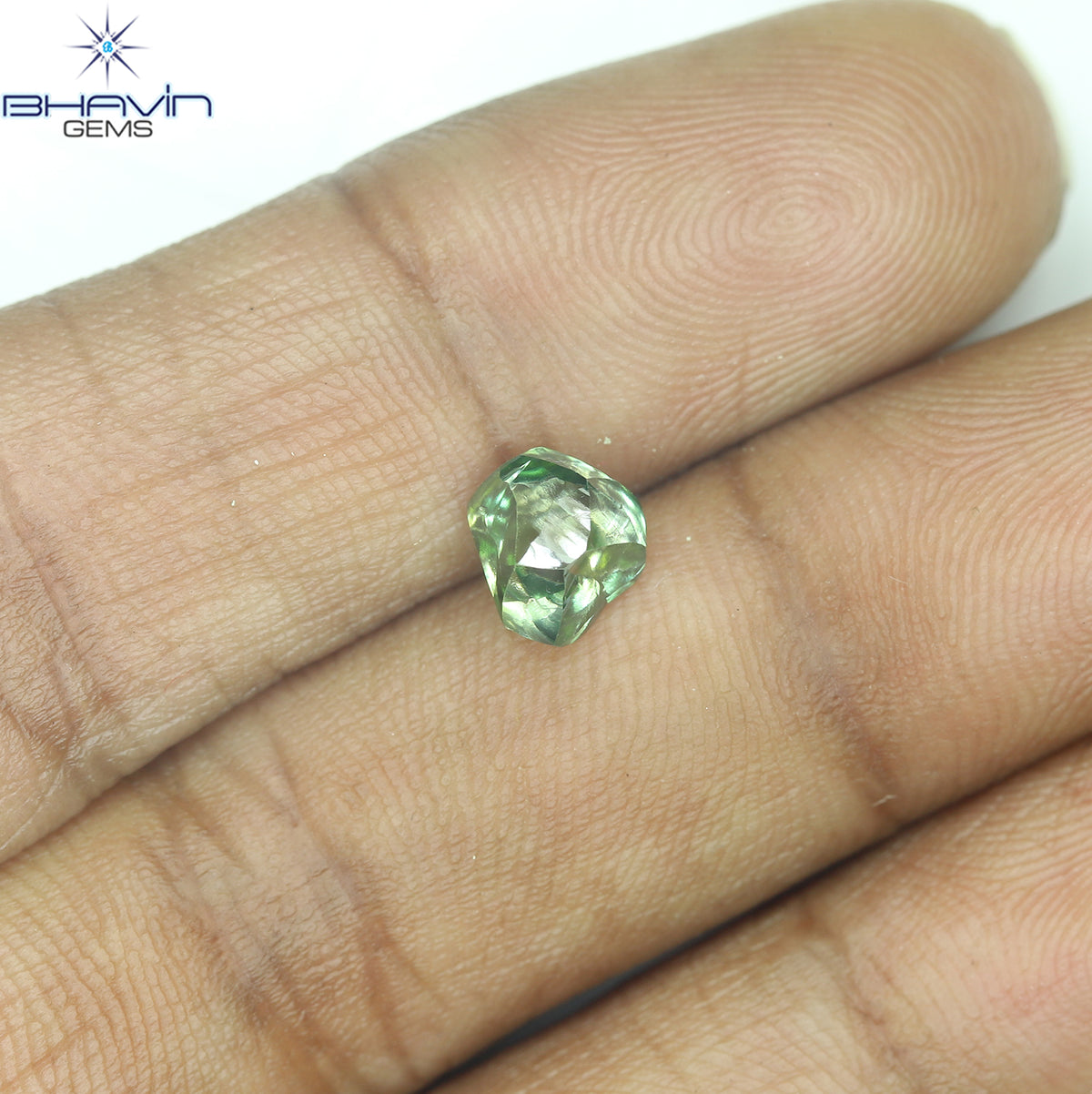 1.38 CT Natural Rough Diamond Enhanced Green Color Clarity VS (6.15 MM)