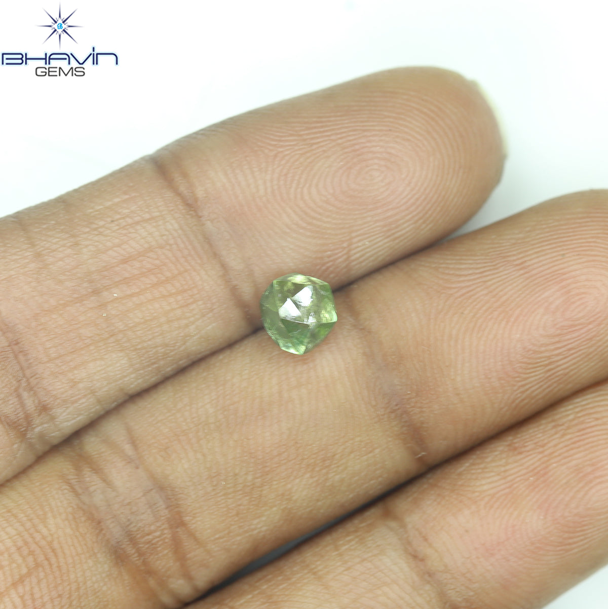 1.18 CT Natural Rough Diamond Enhanced Green Color Clarity SI (5.98 MM)