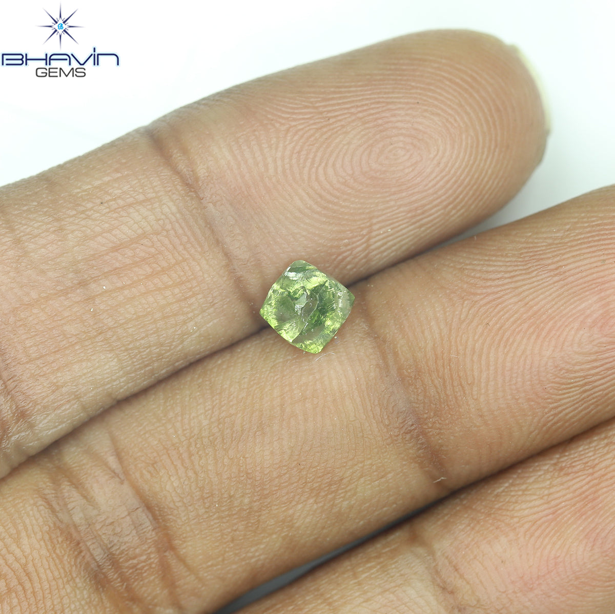 0.92 CT Natural Rough Diamond Enhanced Green Color Clarity VS (5.77 MM)