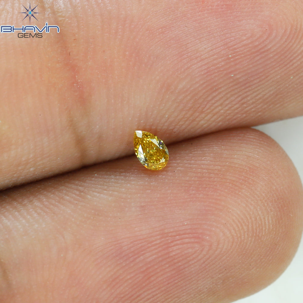 0.11 CT Pear Shape Natural Diamond Orange Color VS2 Clarity (3.82 MM)