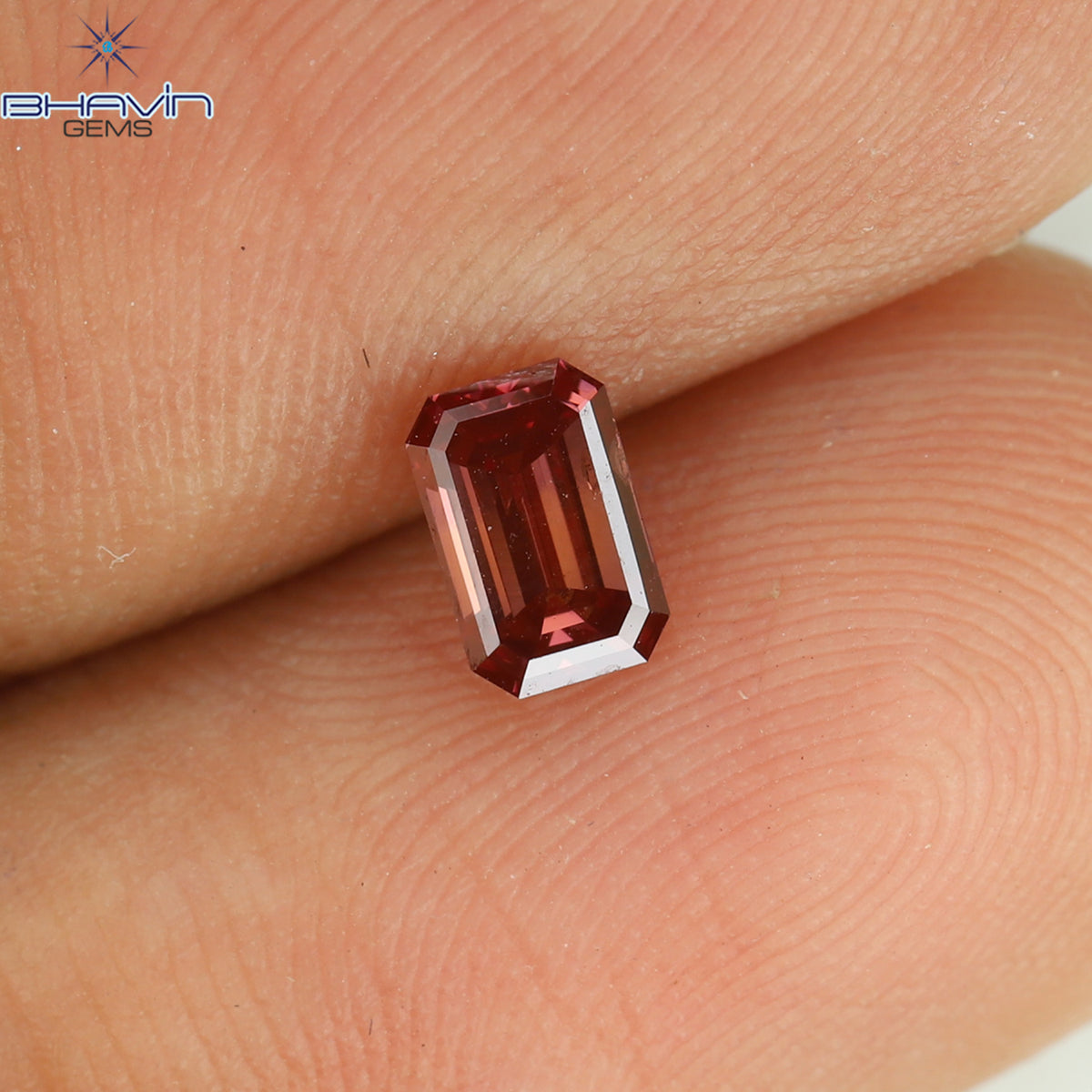 0.39 CT エメラルドシェイプ 天然ダイヤモンド ピンクカラー VS1 クラリティ (4.88 MM)