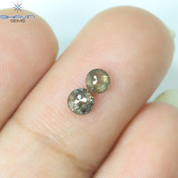 0.55 CT/2 Pcs Round Rose Cut Shape Natural Loose Diamond Salt And Pepper Color I3 Clarity (3.88 MM)
