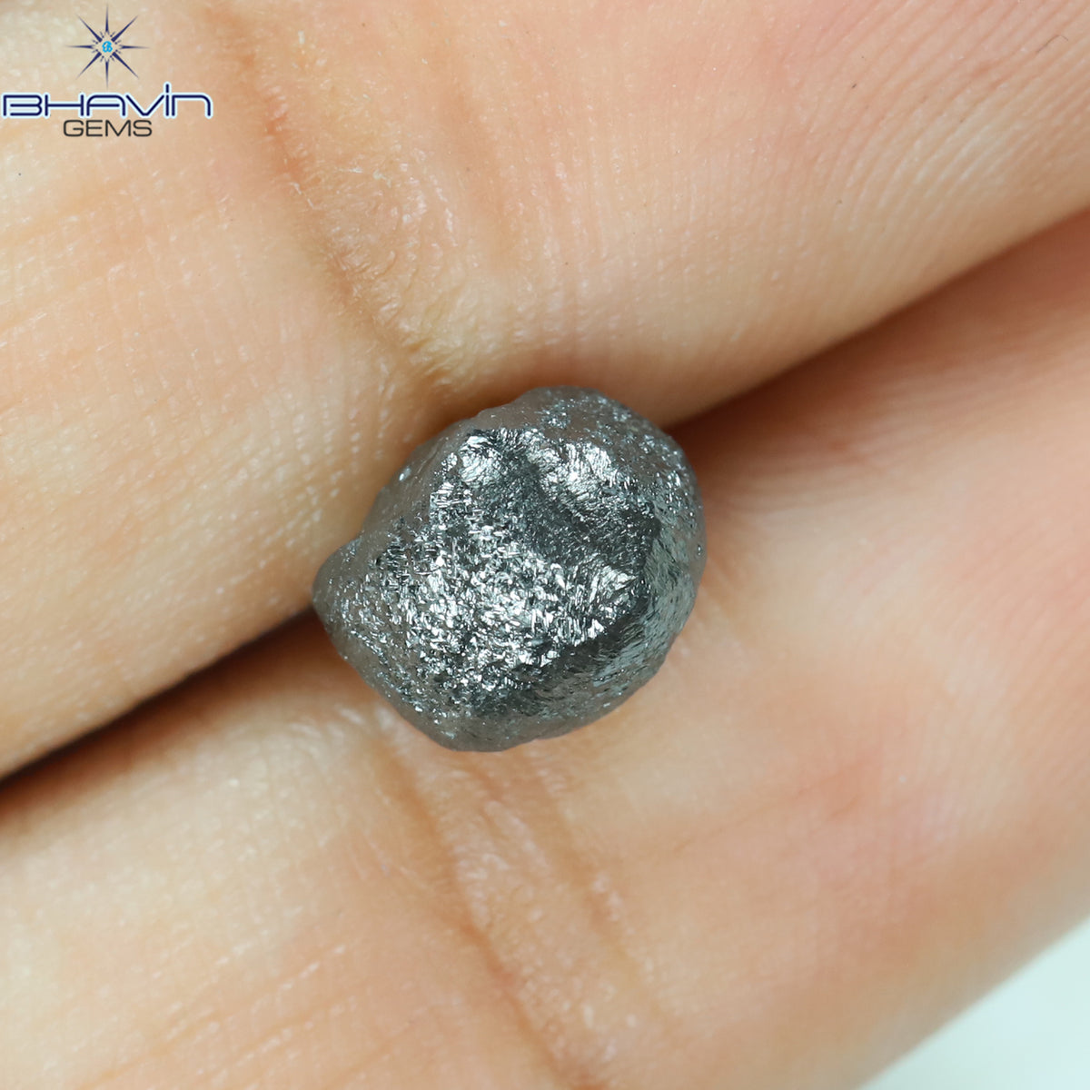 2.49 CT ラフシェイプ 天然ダイヤモンド ソルト＆ペッパーカラー I3 クラリティ (7.36 MM)