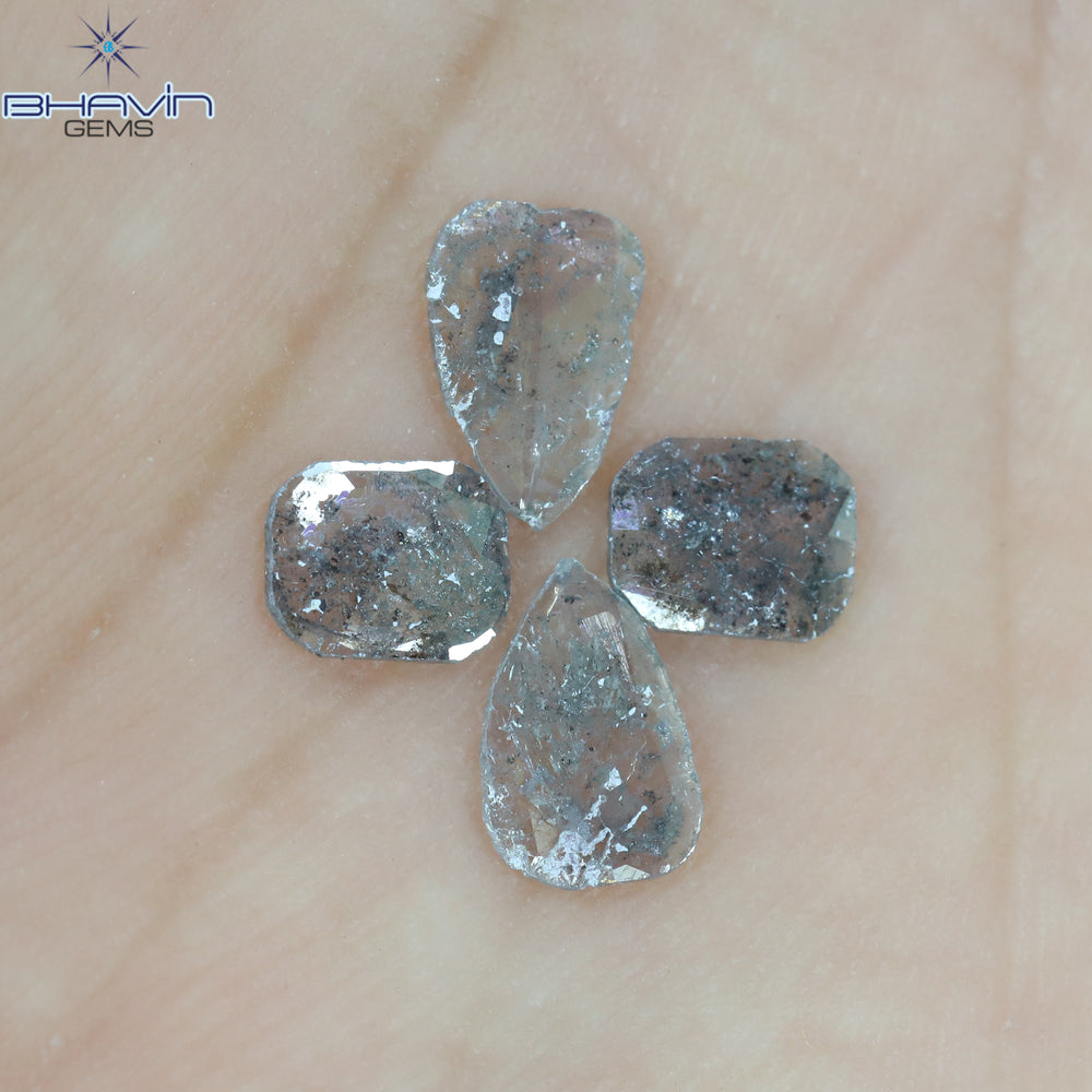 1.19 CT/4 Pcs Slice Shape Natural Diamond Salt And Pepper Color I3 Clarity (7.69 MM)