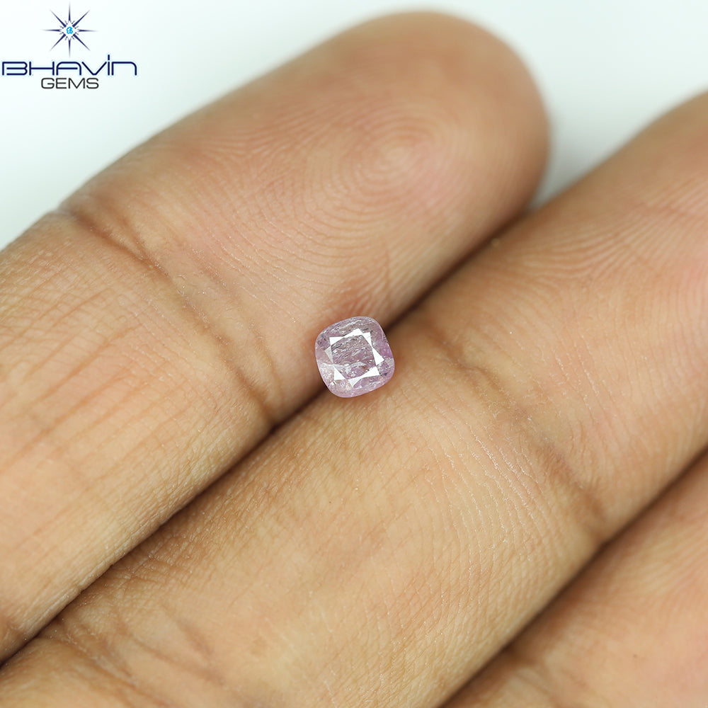 0.38 CT Cushion Diamond Natural Pink Color I3 Clarity (3.52 MM)