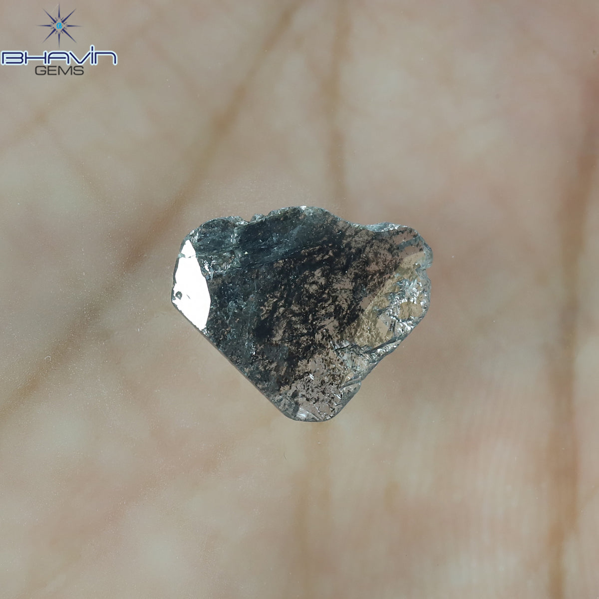 0.95 CT スライス シェイプ ナチュラル ダイヤモンド ソルト アンド ペッパー カラー I3 クラリティ (11.56 MM)
