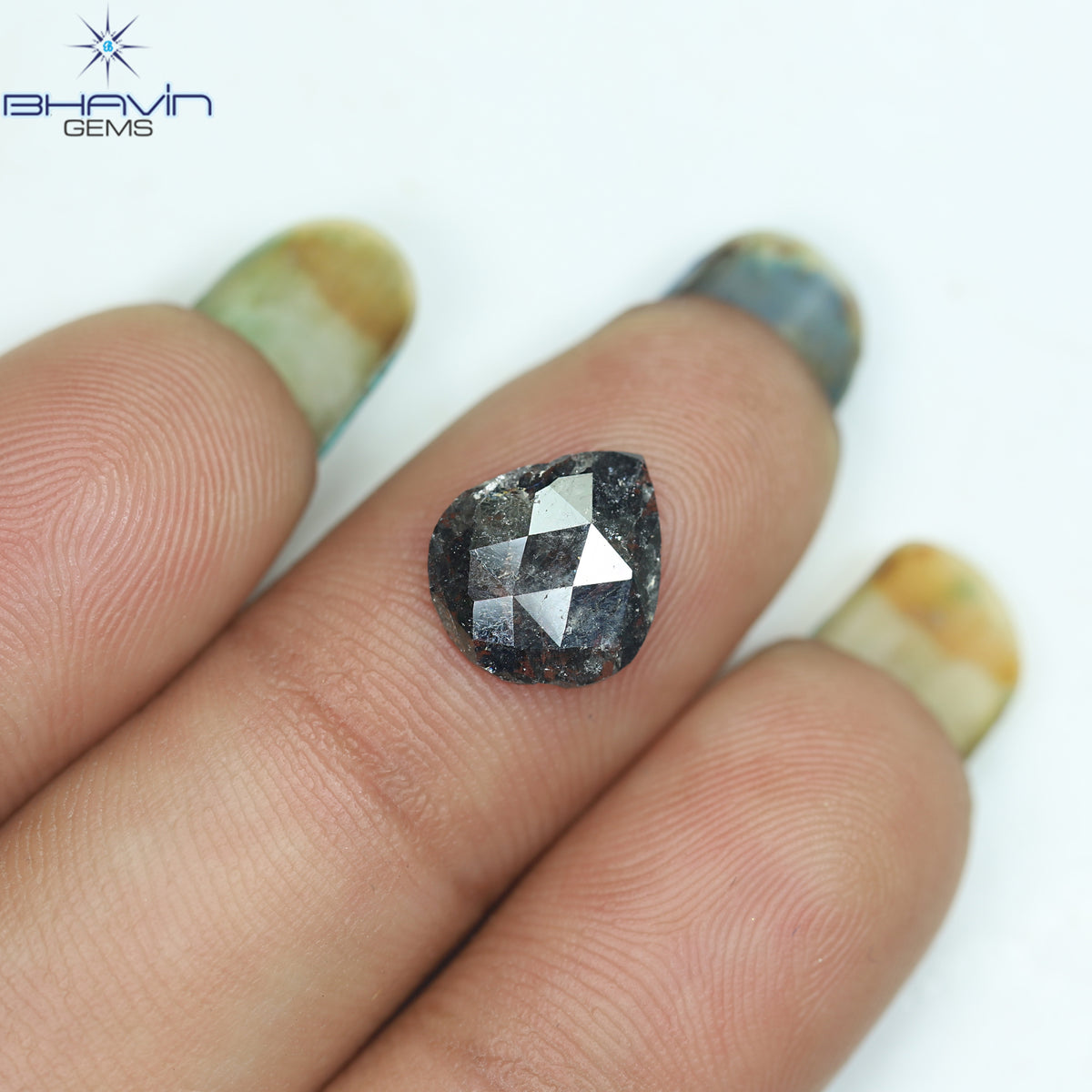 1.75 CT/5 ピース スライス形状 天然ダイヤモンド ソルト アンド ペッパー カラー I3 クラリティ (10.45 MM)