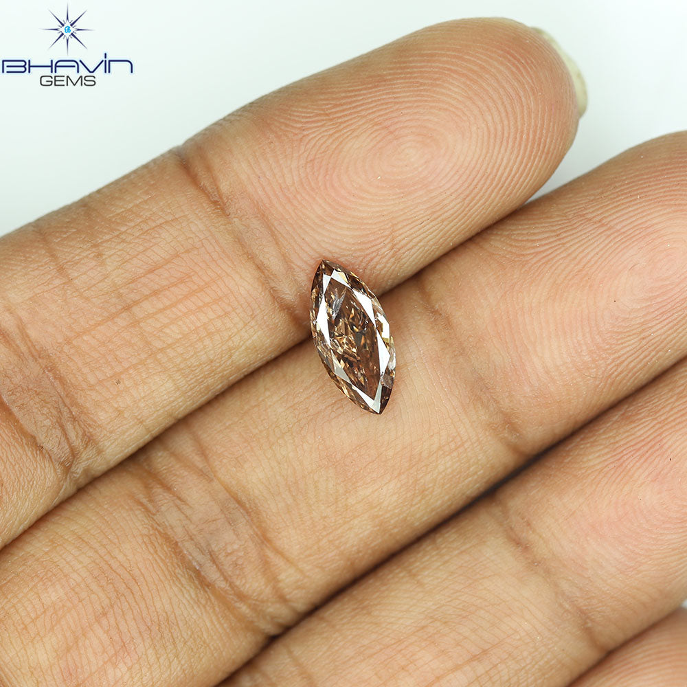 0.99 CT Marquise Diamond Natural Pinkish Brown Color I1 Clarity (10.33 MM)