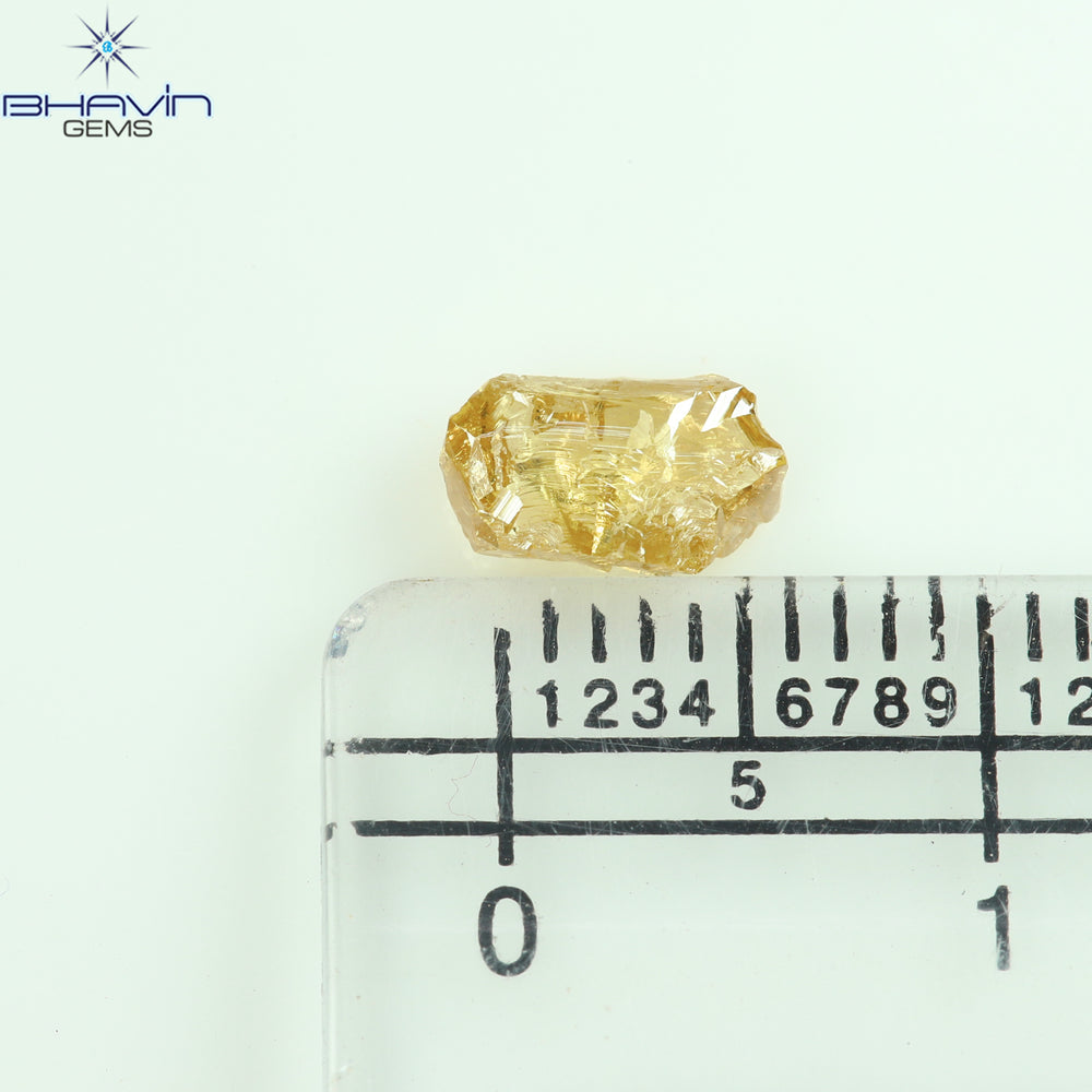 0.85 CT Rough Shape Natural Diamond Orange Color VS2 Clarity (6.51 MM)