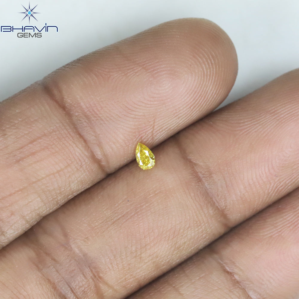 0.09 CT Pear Shape Natural Diamond Yellow Color VS2 Clarity (3.55 MM)