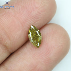 0.60 CT Marquise Shape Natural Diamond Green (Chameleon) Color I3 Clarity (7.67 MM)