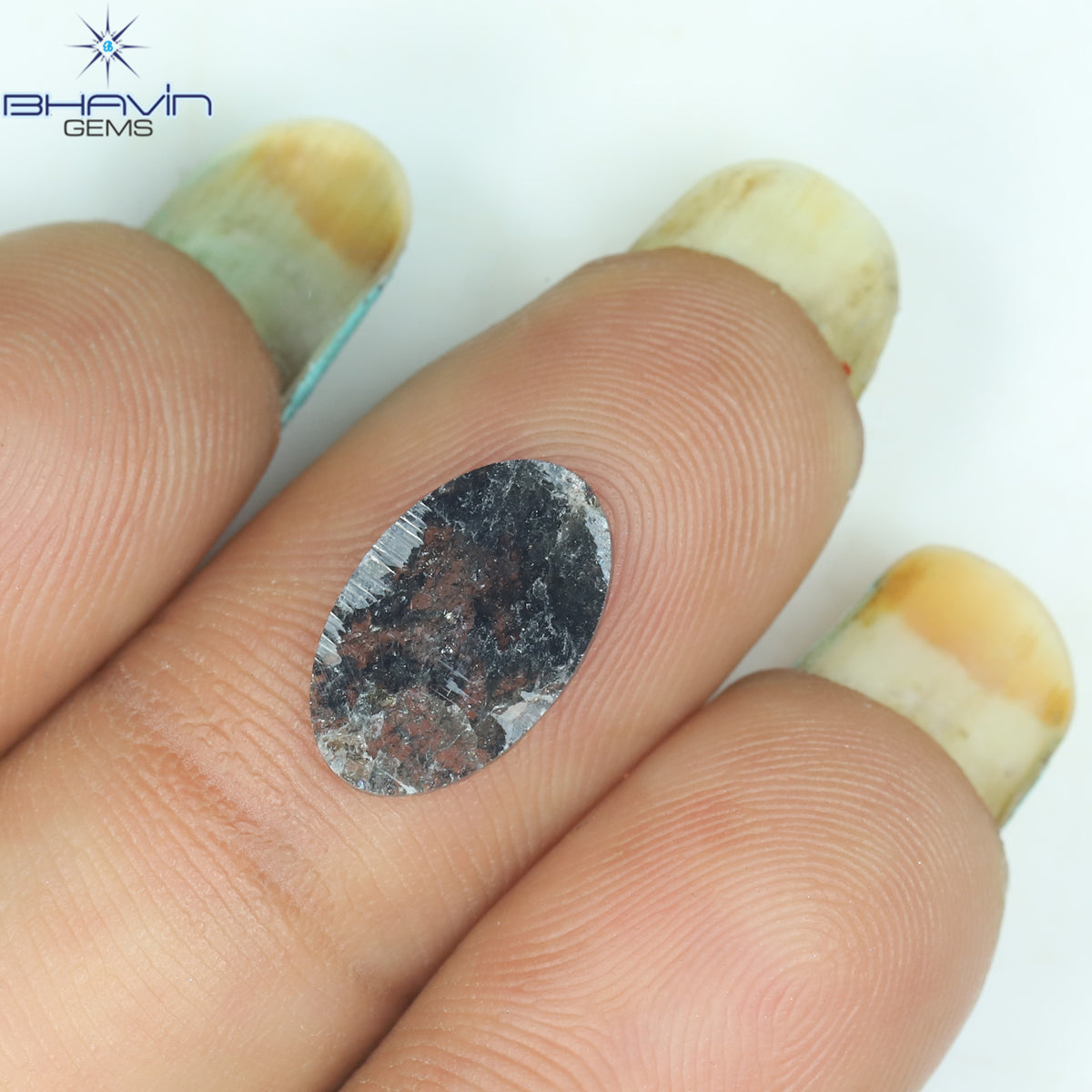 3.36 CT ペア スライス シェイプ ナチュラル ダイヤモンド ソルト アンド ペッパー カラー I3 クラリティ (15.82 MM)