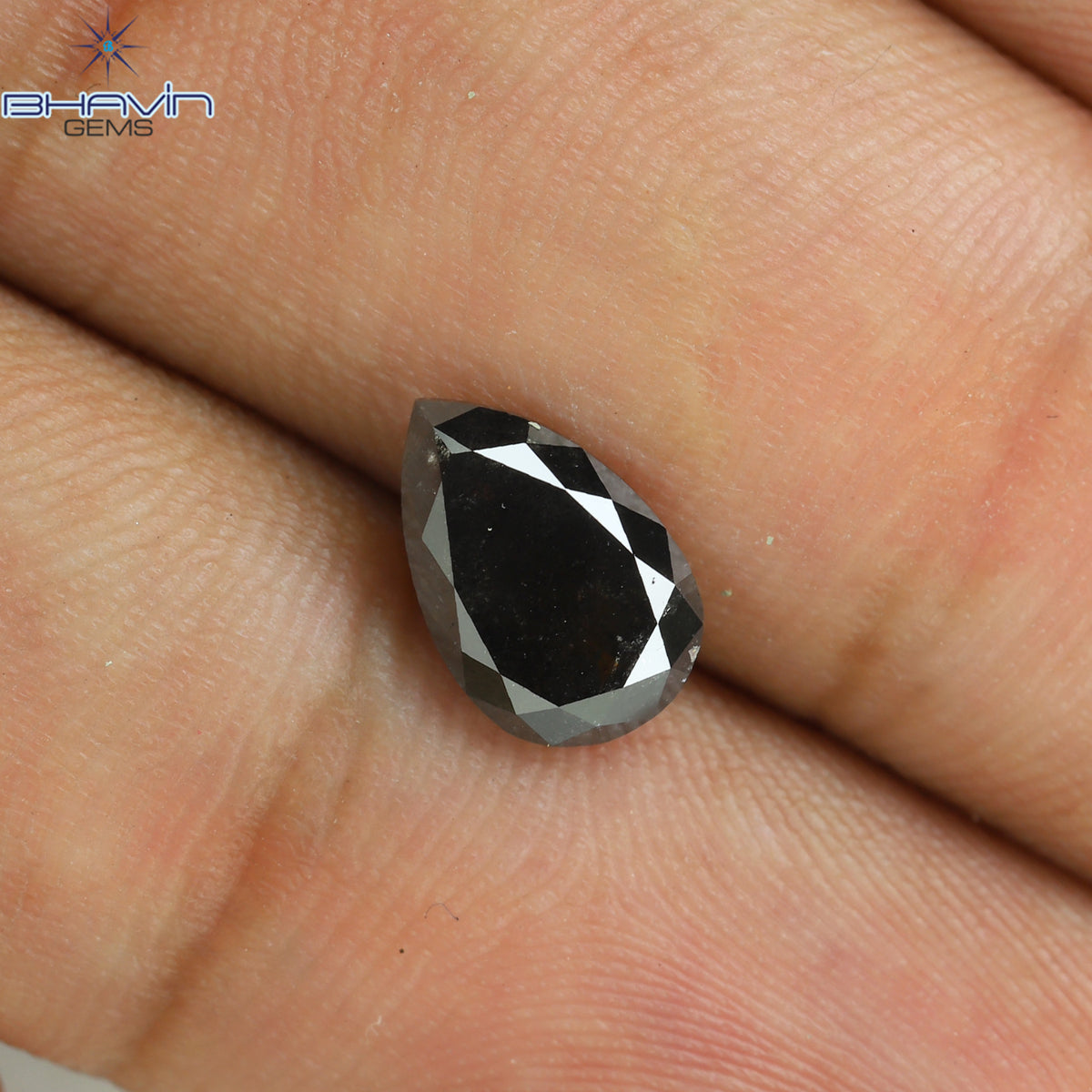 1.96 CT ペアシェイプ 天然ルースダイヤモンド ソルト＆ペッパーカラー I3 クラリティ (9.41 MM)