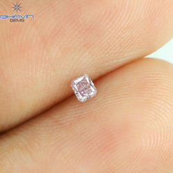 0.06 CT Radiant Shape Natural Diamond Pink Color I1 Clarity (2.33 MM)