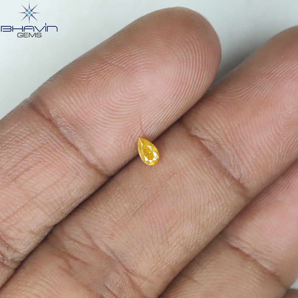 0.10 CT ペアシェイプ 天然ダイヤモンド イエローカラー SI2 クラリティ (3.86 MM)