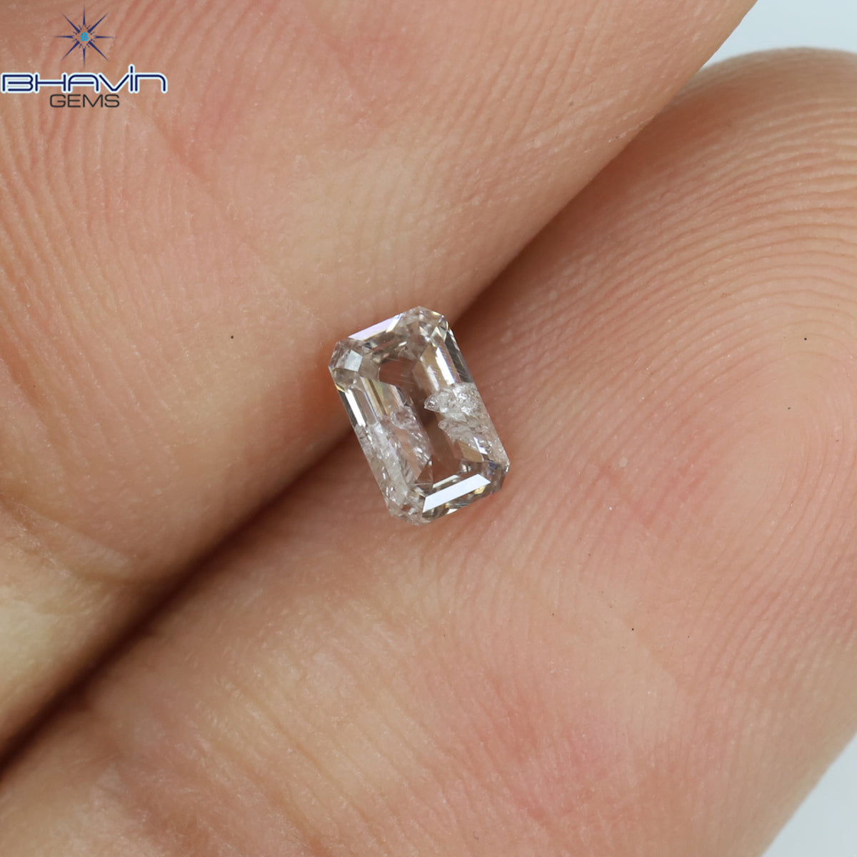0.43 CT エメラルド シェイプ ナチュラル ダイヤモンド グレー色 SI1 クラリティ (5.22 MM)