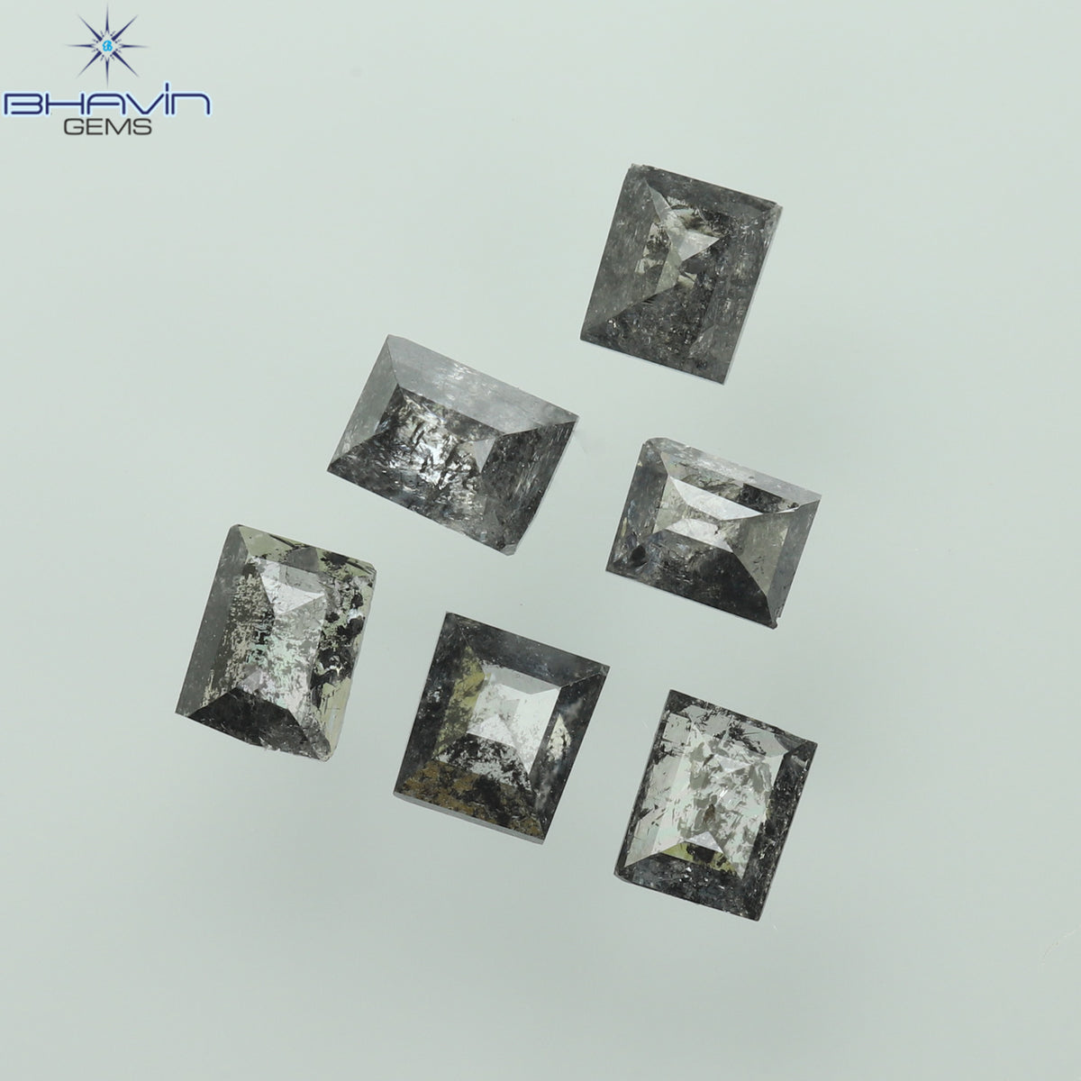 0.31 CT/6 Pcs Natural Square Baguette Diamond Salt and Pepper Color Clarity I3 (2.53 MM)