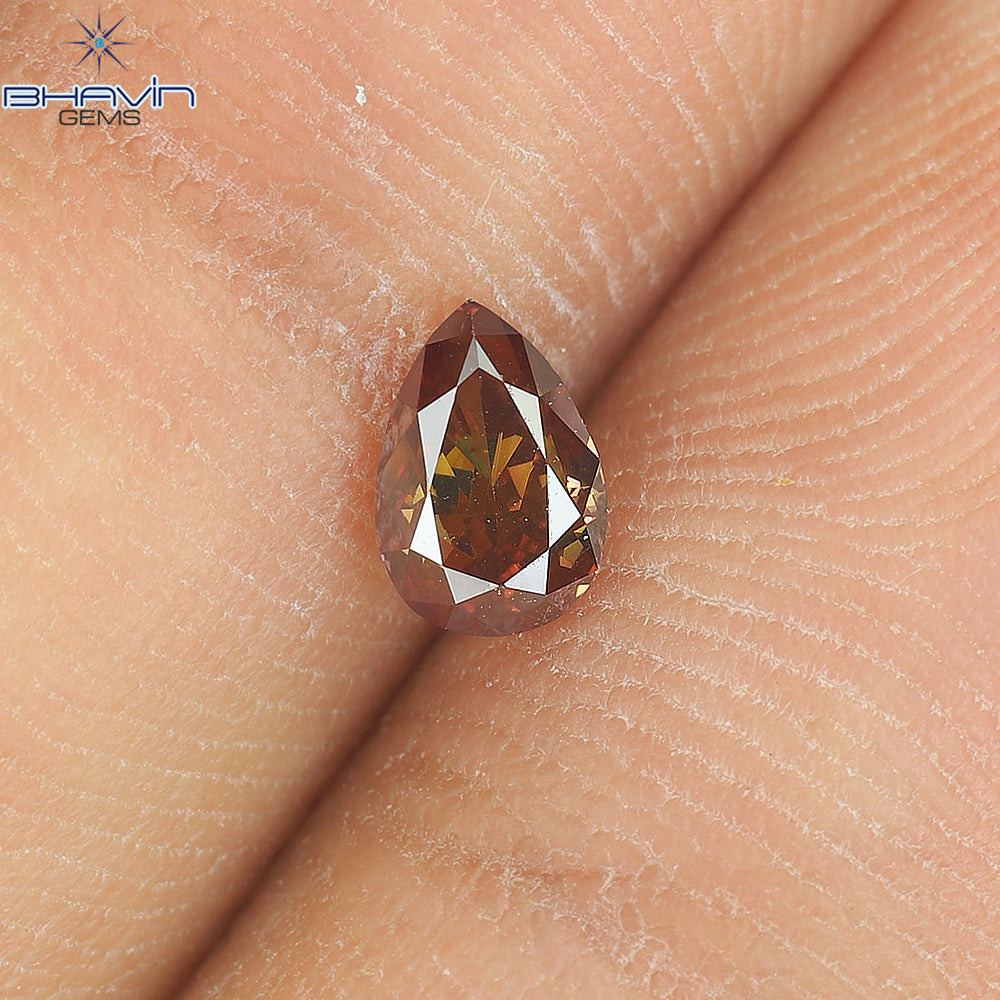0.40 CT Natural Pear Diamond Enhanced Pink Color Clarity VS1 (5.39 MM)