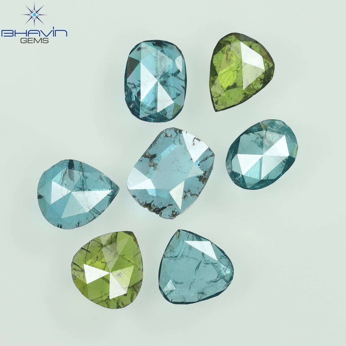 1.67 CT Natural Mix Shape Diamond Enhanced Blue-Green Color Clarity I2 (5.65 MM)