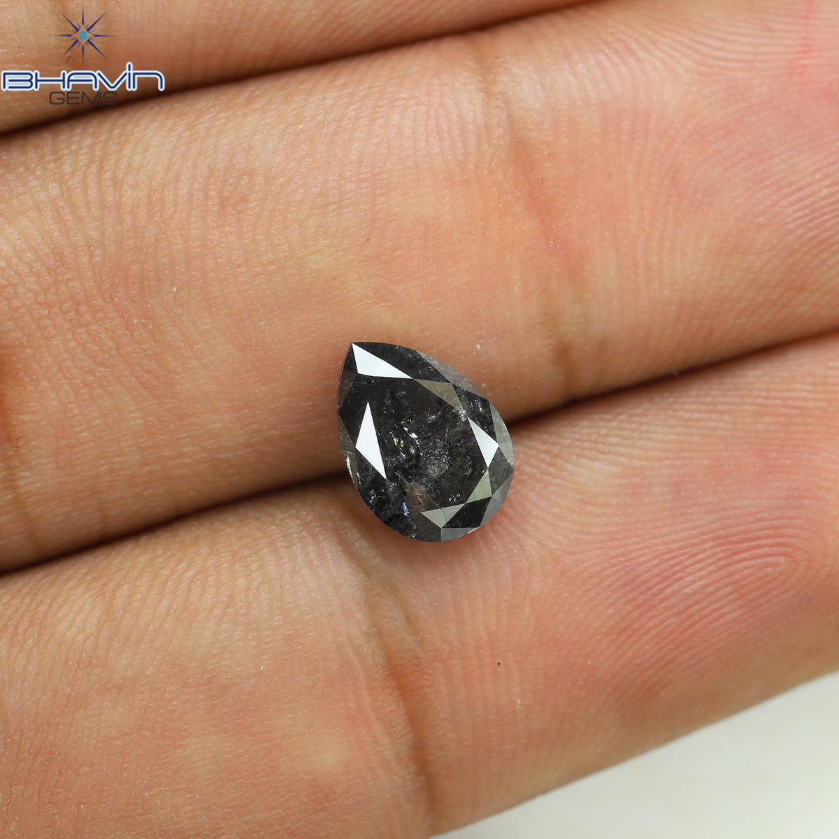 2.10 CT ペアシェイプ 天然ルースダイヤモンド ソルト＆ペッパーカラー I3 クラリティ (9.28 MM)