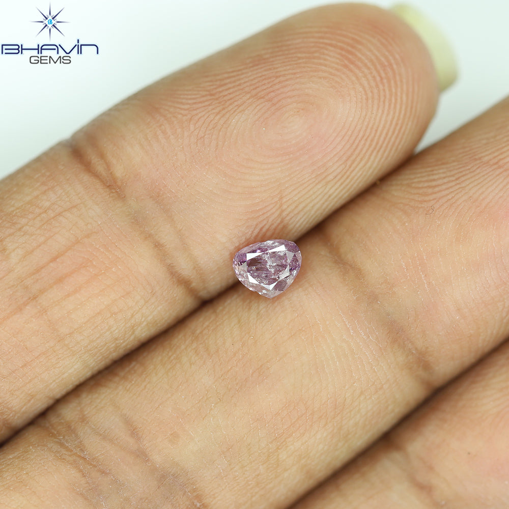 0.33 CT Heart Diamond Natural Pink Color I3 Clarity (4.58 MM)