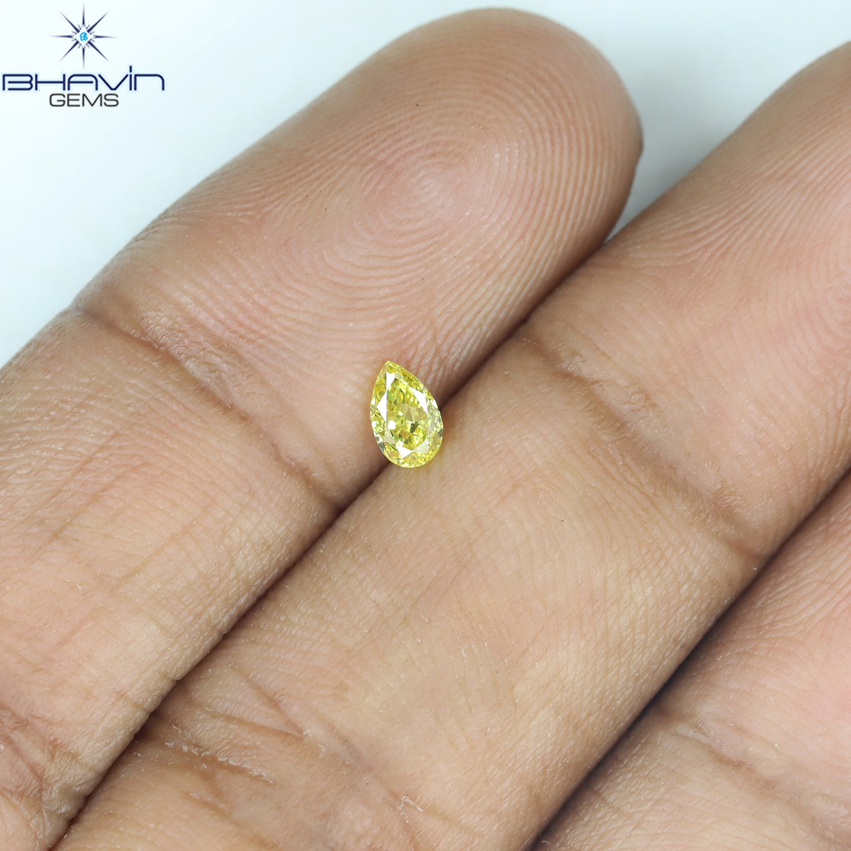 0.19 CT ペアシェイプ 天然ダイヤモンド イエローカラー VS2 クラリティ (4.46 MM)