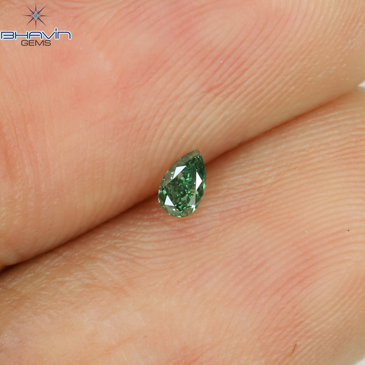 0.07 CT Natural Pear Diamond Enhanced Vivid Green Color Clarity VS2 (3.25 MM)