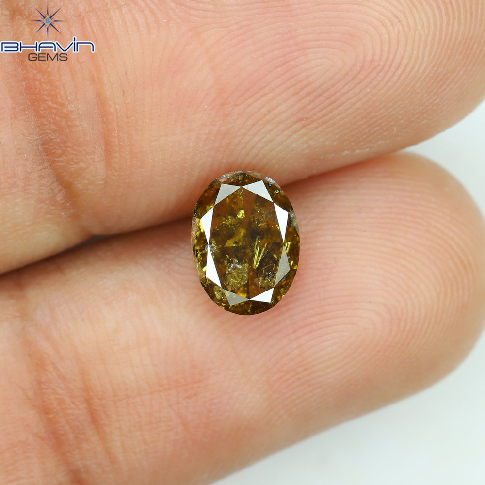 1.01 CT Oval Shape Natural Diamond Brown Orange Color I3 Clarity (7.16 MM)