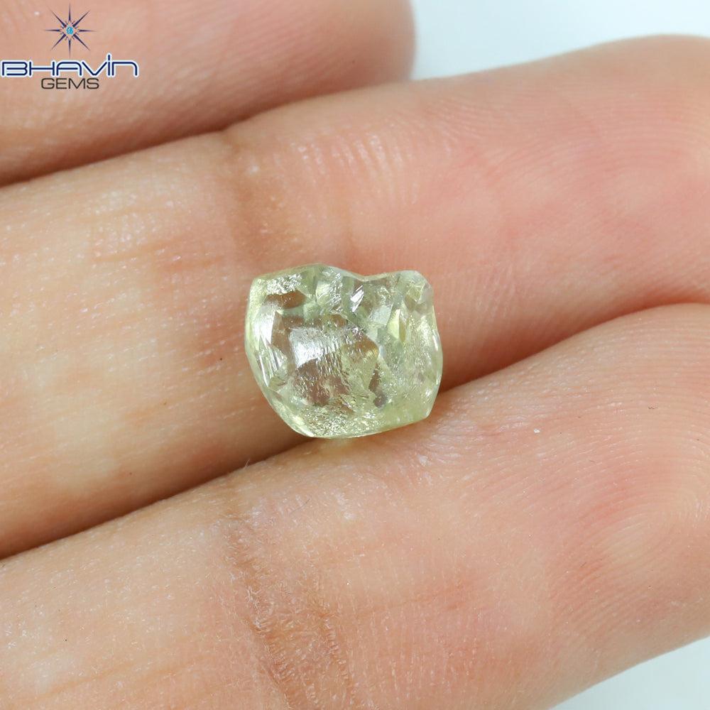 2.46 CT Rough Shape Natural Diamond Yellow Color SI1 Clarity (8.40 MM)
