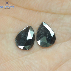 1.84 CT/2 Pcs Slice Shape Natural Diamond Salt And Pepper Color I3 Clarity (11.48 MM)