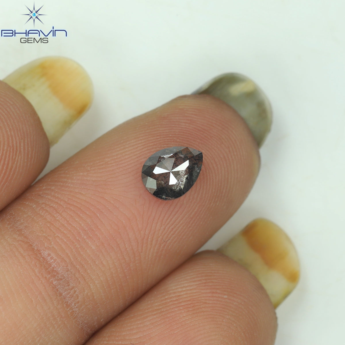 0.42 CT ペアシェイプ ナチュラル ルース ダイヤモンド ソルト アンド ペッパー カラー I3 クラリティ (5.62 MM)