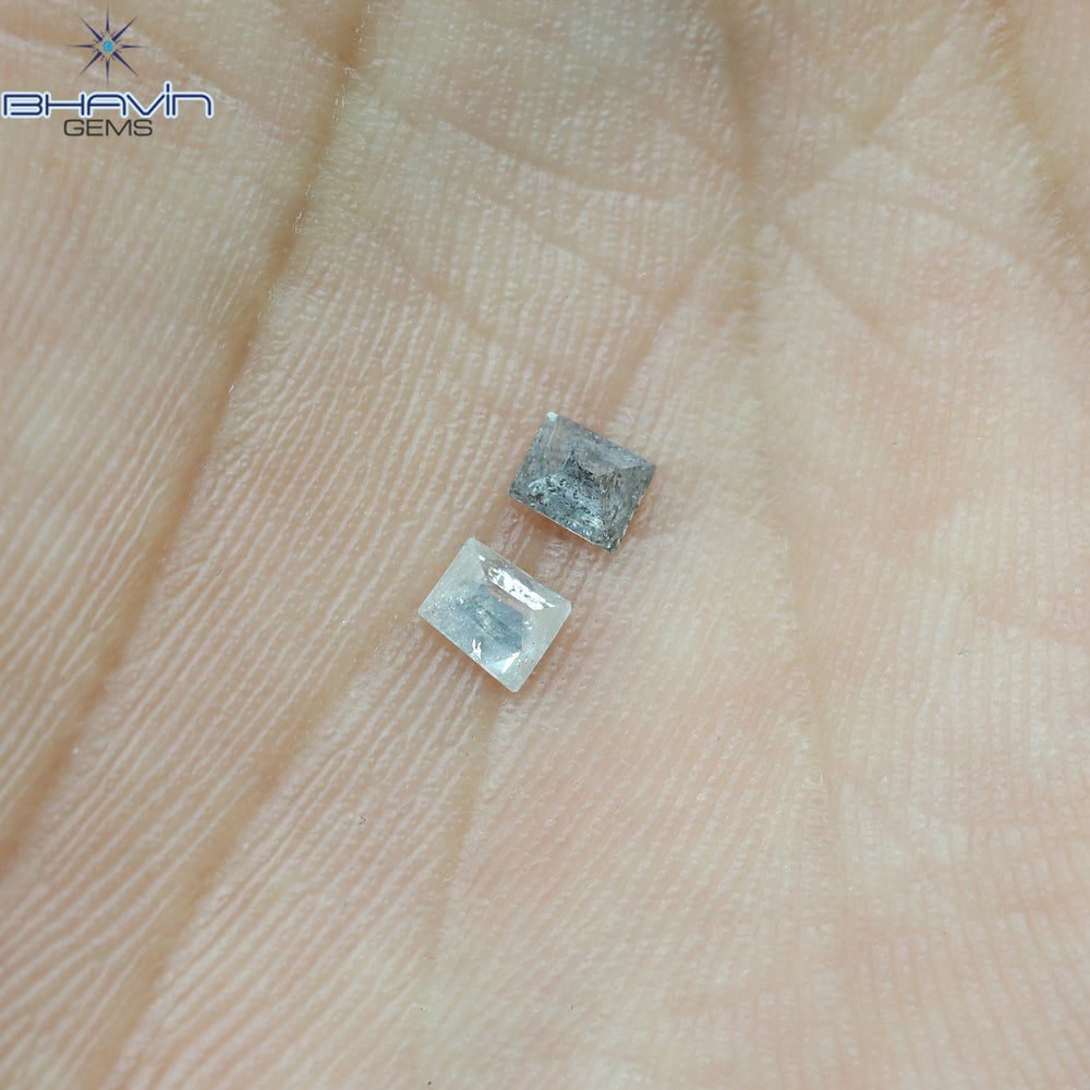 0.33 CT/2 Pcs Baguette Shape Natural Diamond Salt And Pepper Color I3 Clarity (3.57 MM)