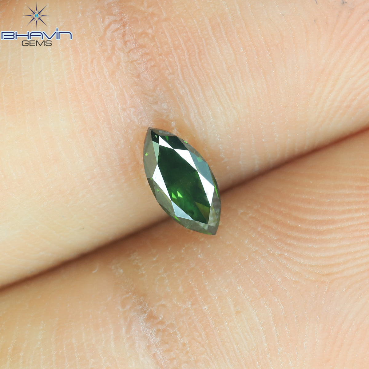 0.34 CT Natural Marquise Diamond Enhanced Green Color Clarity SI1 (6.36 MM)