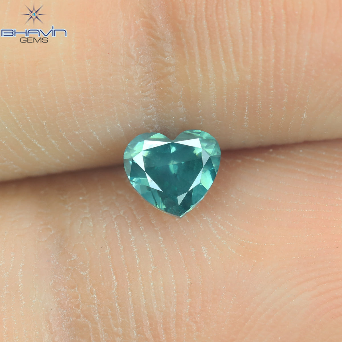 0.49 CT Natural Heart Diamond Enhanced Bluish Green Color Clarity SI1 (4.60 MM)