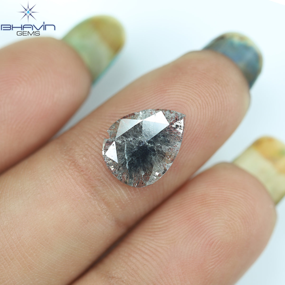 1.75 CT/5 ピース スライス形状 天然ダイヤモンド ソルト アンド ペッパー カラー I3 クラリティ (10.45 MM)
