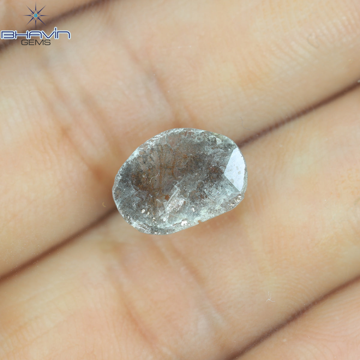 0.45 CT スライス シェイプ 天然ダイヤモンド ソルト アンド ペッパー カラー I3 クラリティ (0.45 MM)