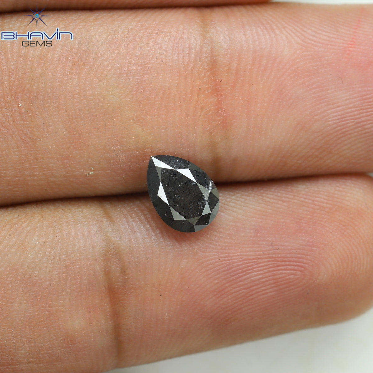1.36 CT ペアシェイプ 天然ルースダイヤモンド ソルト＆ペッパーカラー I3 クラリティ (8.03 MM)